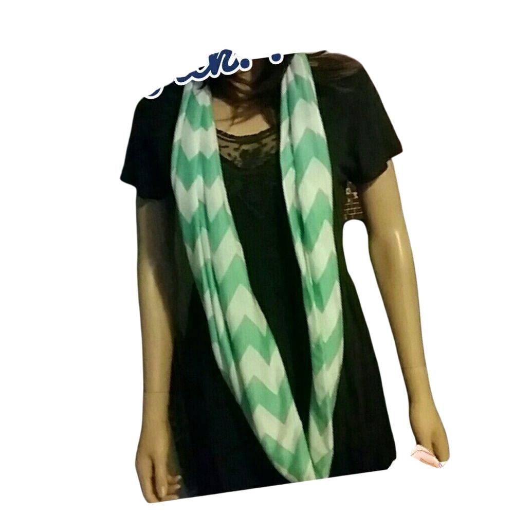 Infinity scarf teal & white chevron